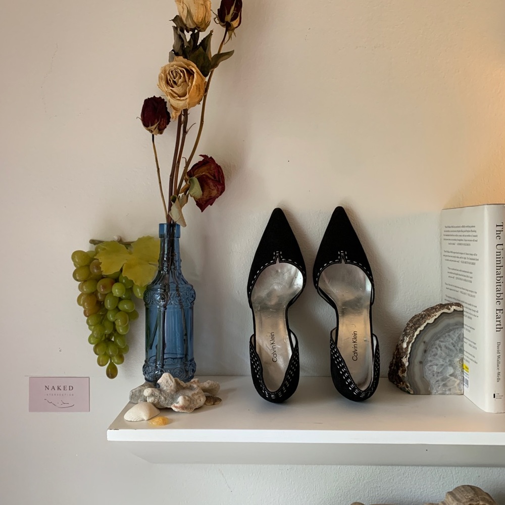 Black Calvin Klein pointy heels